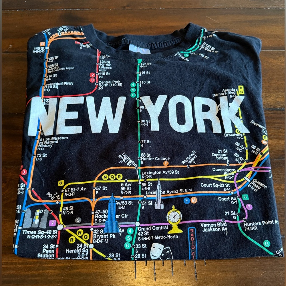 New York Subway Map Graphic Tee XL Black MTA Official Licensed